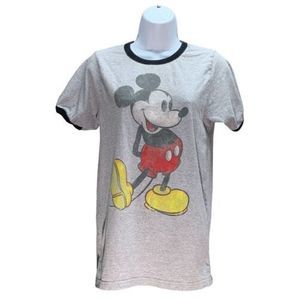 Classic Mickey Mouse Gray With Black Trim T-Shirt By Disney‎ Small